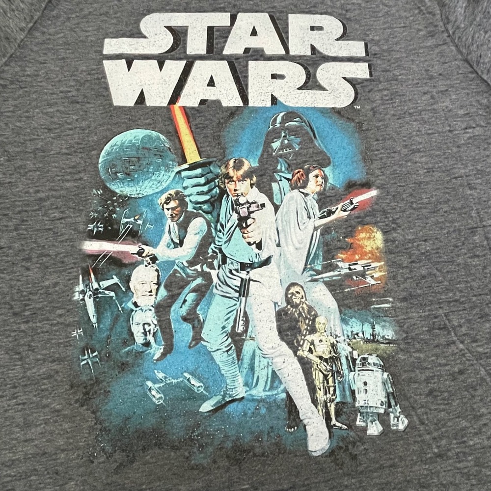 Lucky Brand NWT Men XL Gray Star Wars A New Hope Retro Movie Poster Graphic Tee